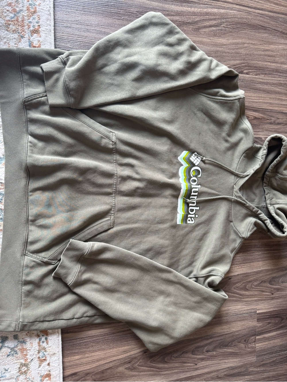 Columbia Olive Green Hoodie with White & Lime Logo